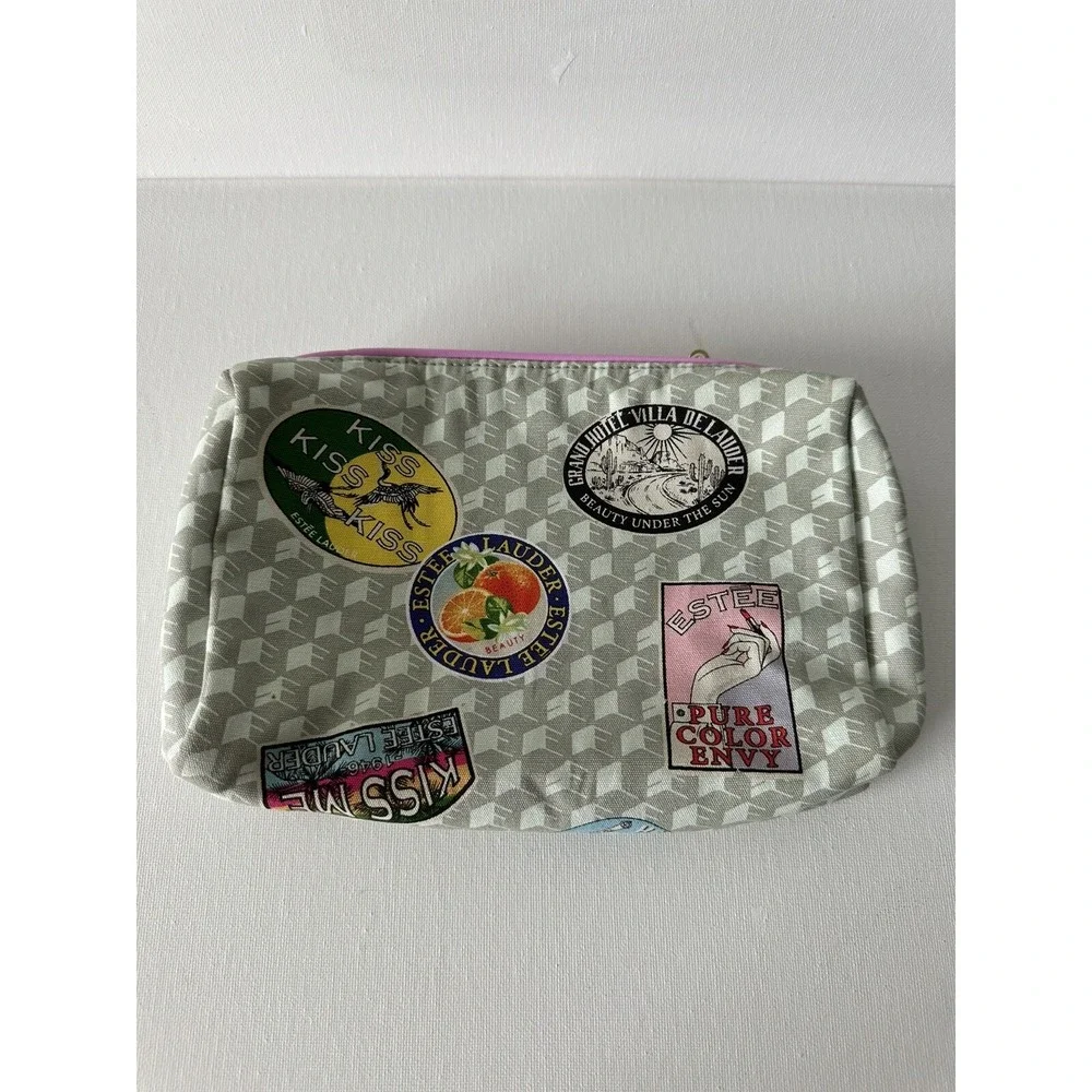 Estee Lauder khaki Printed Cosmetic‎ Makeup Bag